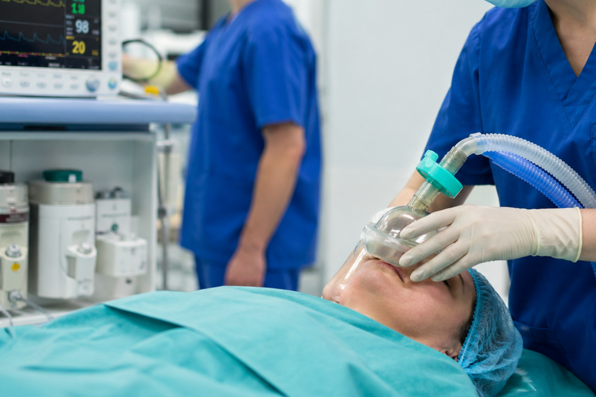 Anesthésie au bloc opératoire avant une chirurgie du ligament croisé antérieur