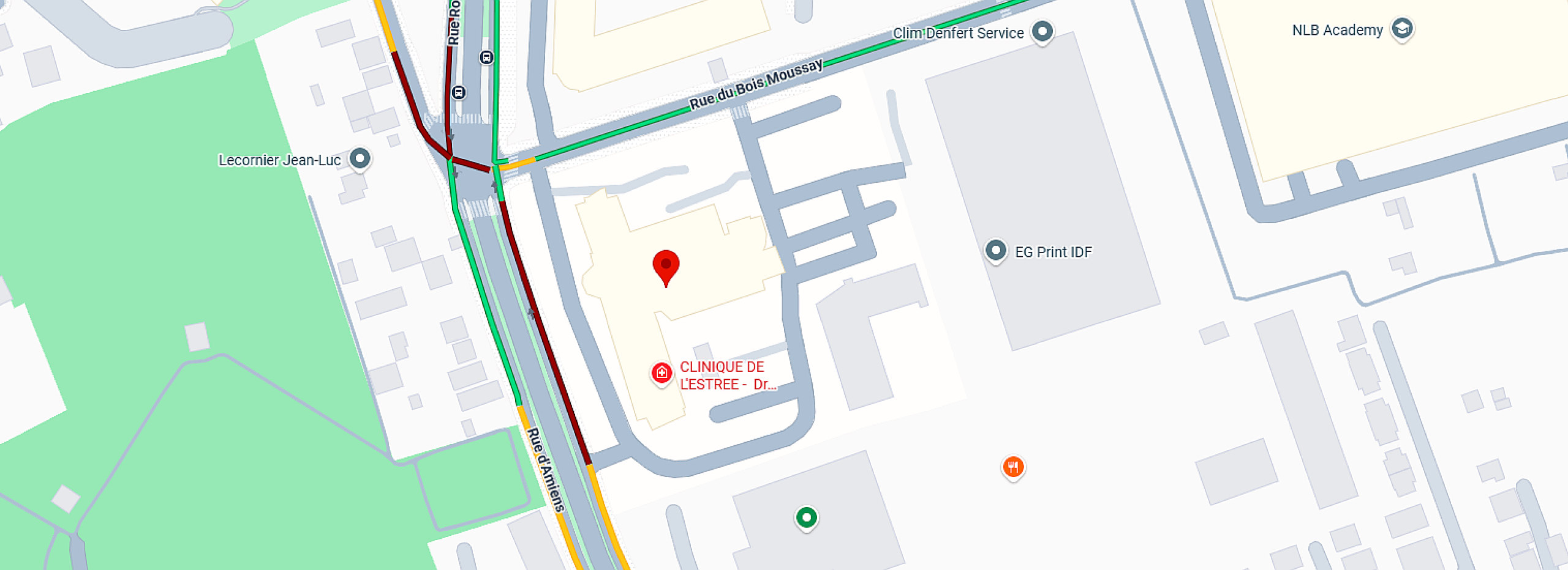 Plan d'accès à la Clinique de l'Estrée à Stains, Seine-Saint-Denis